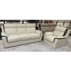 Device 3 + 1 Static New Trend Cream Semi Aniline Sofa Set With Brown Inserts Ex-Display Showroom Model 51059