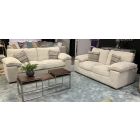 Dexter 3 + 2 Cream Jumbo Cord Fabric Sofa With Scatter Cushions Ex-Display Showroom Model 51098