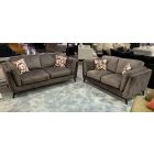 Blake 3 + 2 Brown Fabric Sofa With Wooden Legs And Scatter Cushions - Other Colours Available