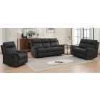 Rufus Charcoal Grey Fabric 3 + 2 + 1 Manual Recliner Sofa Set