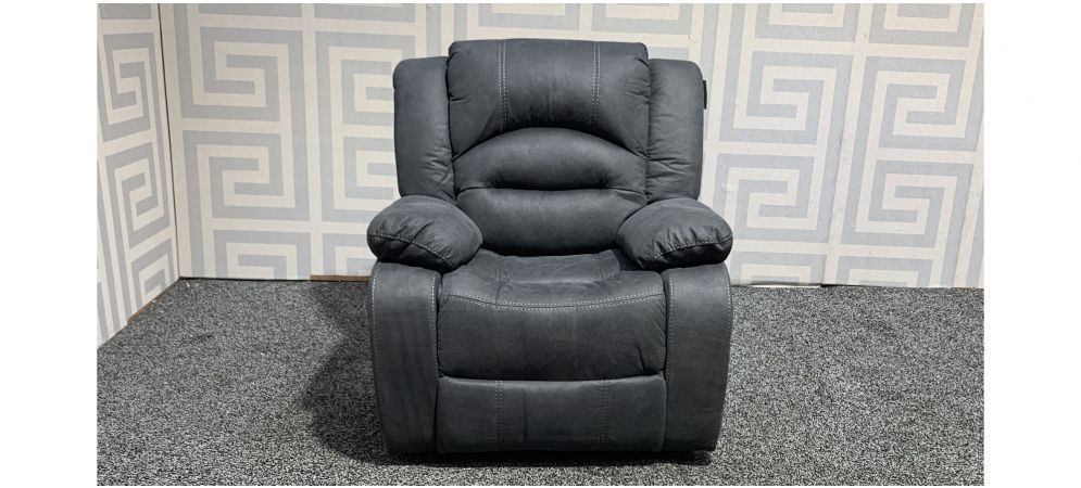 Novella Grey Suede Manual Recliner Armchair With Contrast Stitching Ex Display Showroom Model 47927 Leather Sofa World