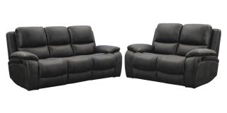 Bella Grey Fabric 3 + 2 Sofa Set Manual Recliner