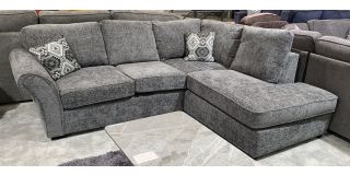 Chicago Rhf Grey Fabric Corner Sofa With Wooden Legs Ex-Display Showroom Model 51056