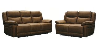 Tori 3 + 2 Electric Recliner Brown Fabric Sofa Set