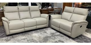 Zora 3 + 2 Electric Recliners Pearl Grey Corrected Grain Leather