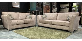 Marley 4 + 2 Mink Fabric Sofa With Metal Legs - Other Colours In Fabric Cushions And Feet Available - 8 Weeks Lead Time