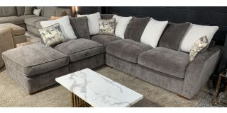 Fantasia Brown Lhf Corner Sofa With Scatter Back And Wooden Legs - To Order With 8 Week Lead Time