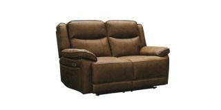 Tori 2 Seater Manual Recliner Brown Fabric Sofa