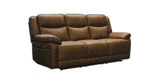 Tori 3 Seater Manual Recliner Brown Fabric Sofa