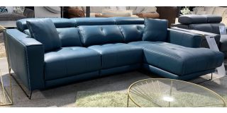 Isabel Rhf Teal Electric With Adjustble Headrests And Metal Legs Contrast Stitching Semi Aniline Usb Ports