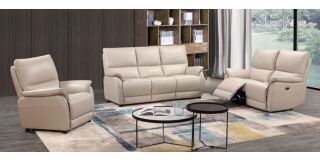 Esprit Chalk Leather 3 + 2 Sofa Set Electric Recliner