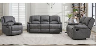 Vivo Grey Fabric 3 + 2 + 1 Sofa Set Manual Recliner