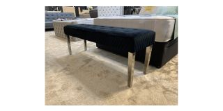 Black Velvet Bench With Chrome Legs Ex-Display Clearance 50899