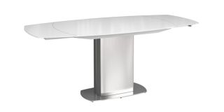 Olivia White 1.3m – 1.9m Glass Swivel Extending Dining Table