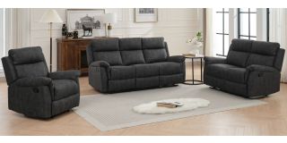 Rufus Charcoal Grey Fabric 3 + 2 + 1 Manual Recliner Sofa Set