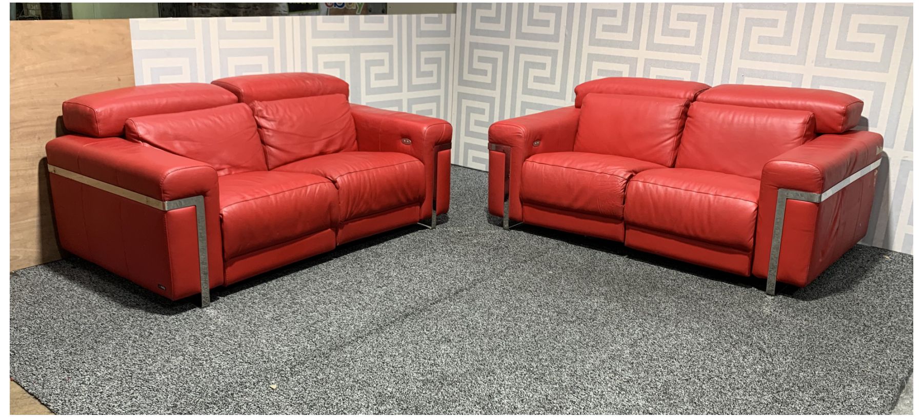 red leather electric recliner sofa