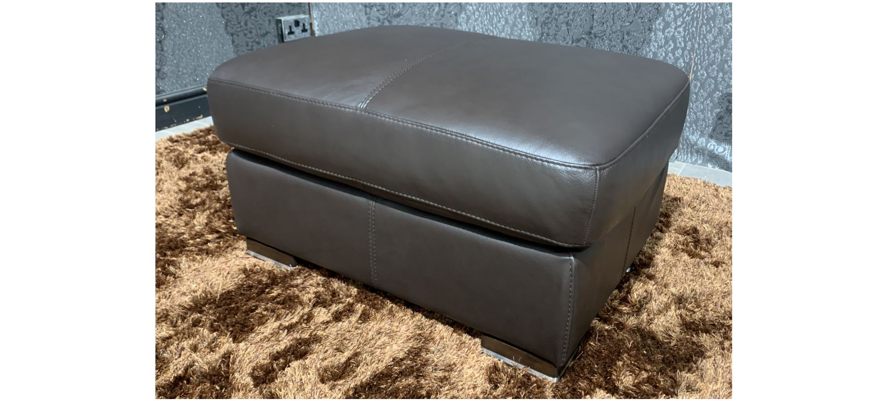 dark brown leather foot stool